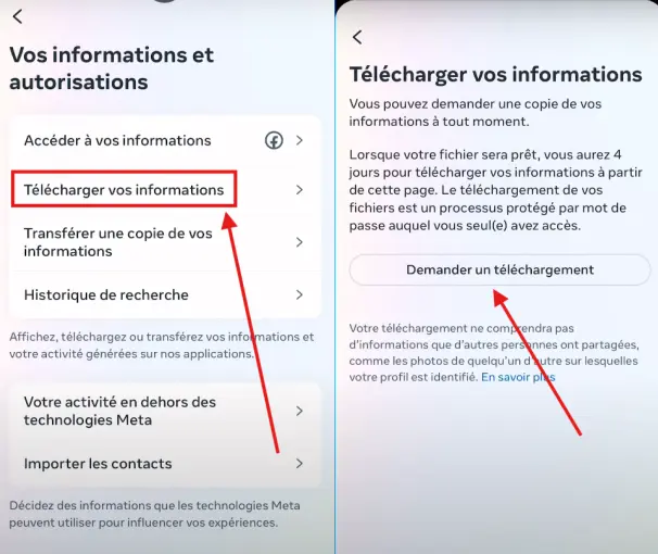 Télécharger vos informations