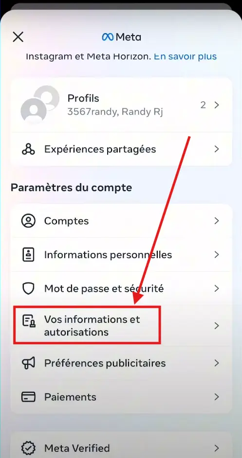 Vos informations et autorisations