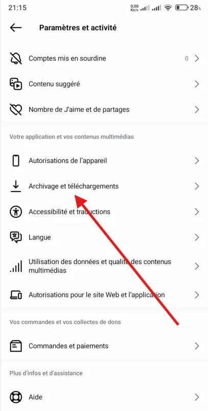 Archivage et téléchargement