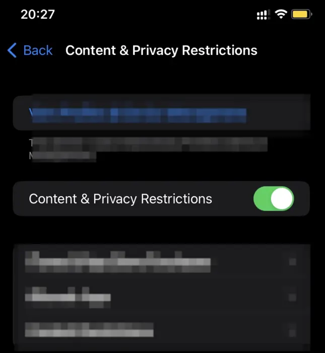 Turn on Content & Privacy Restrictions.