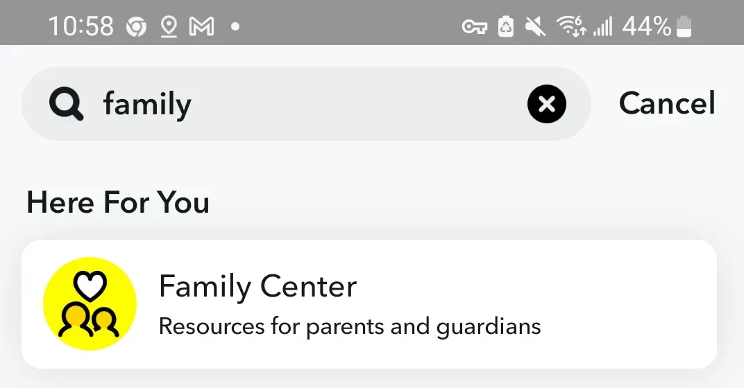 Family center in Snapchat.