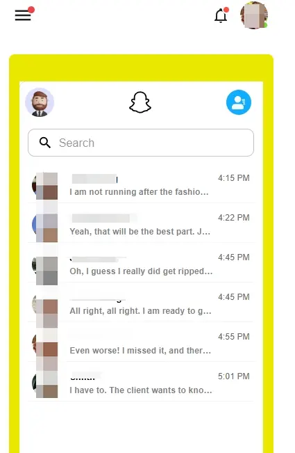 Snapchat chat list.