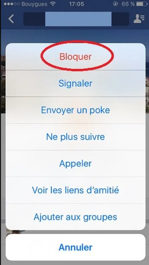 Bloque la personne sur Facebook