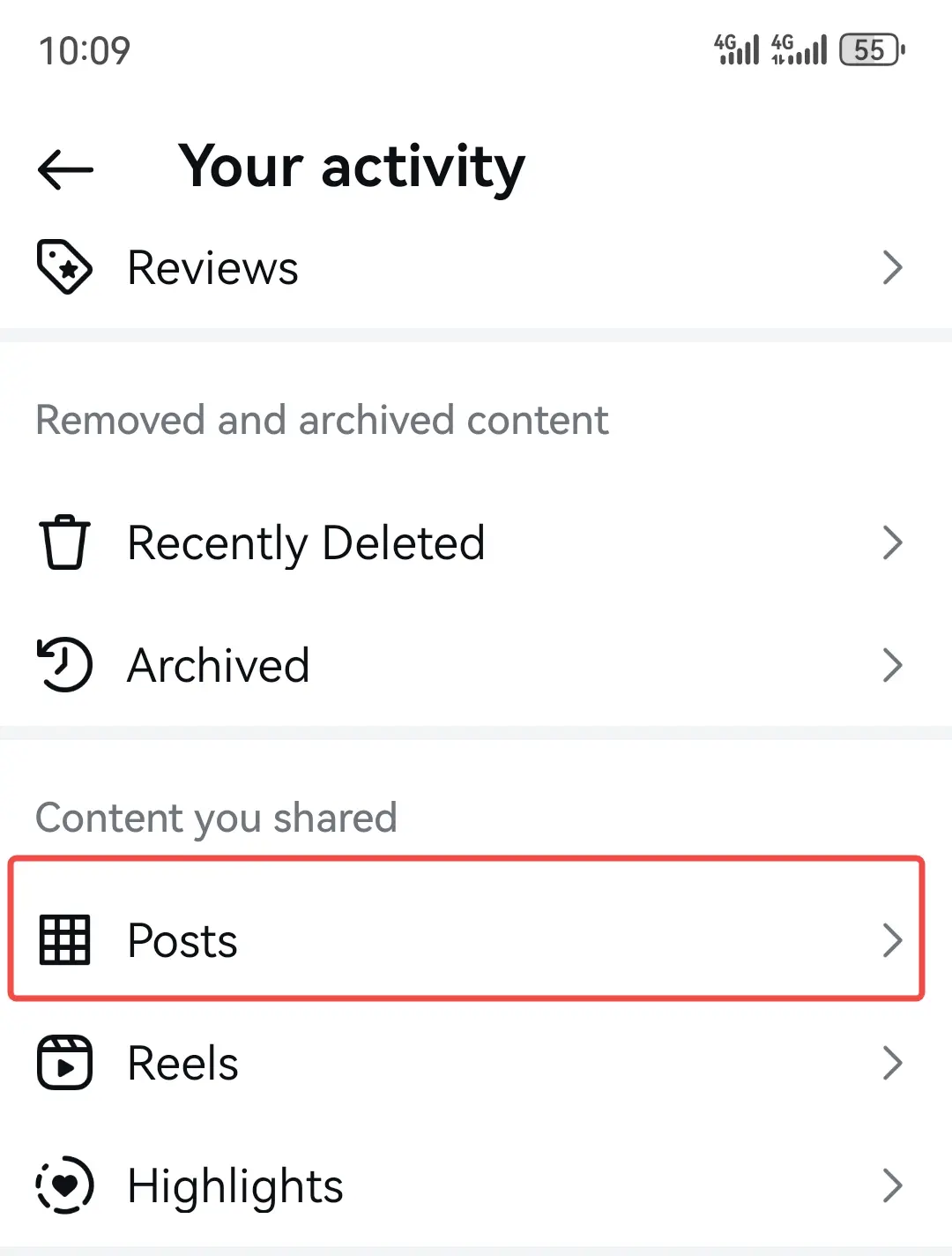 Choose ‘Posts’ from the options.