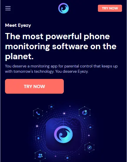 Eyezy homepage screenshot.