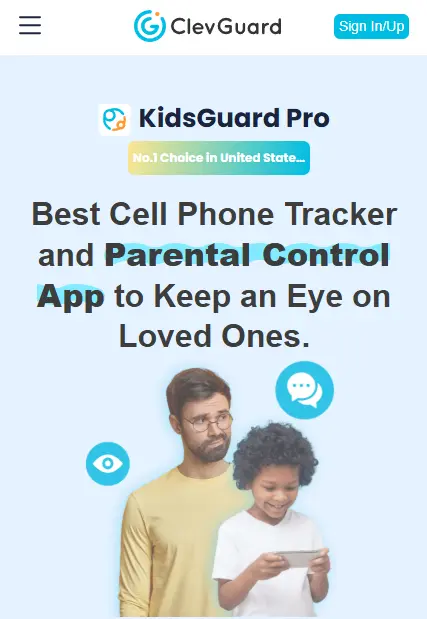 KidsGuard Pro homepage screenshot.