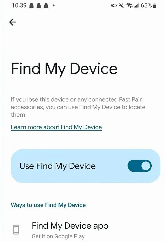 Enable Find My Device.