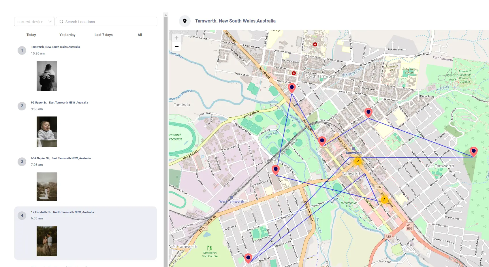 Location tracking feature of Msafely.