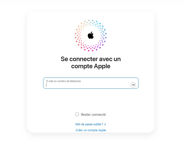 Connectez-vous au compte iCloud