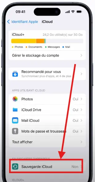 Trouver la sauvegarde iCloud