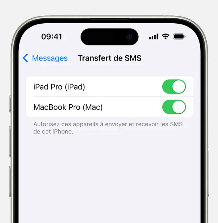 Transfert automatique SMS d'iPhone