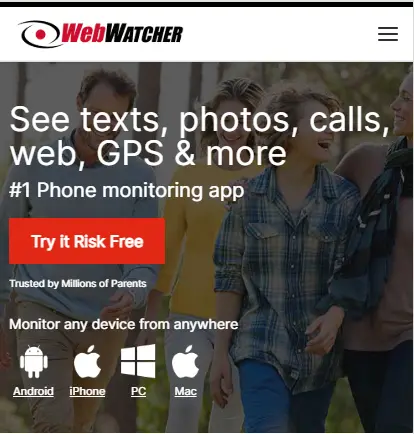 WebWatcher homepage screenshot.