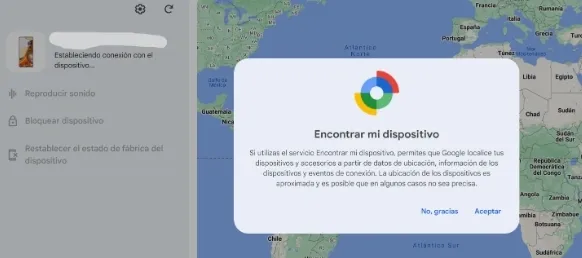 Imagen de encontrar mi dispositivo en Google Maps