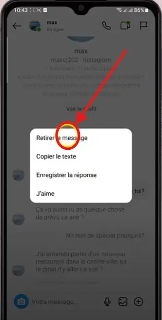 Trouvez le message à supprimer