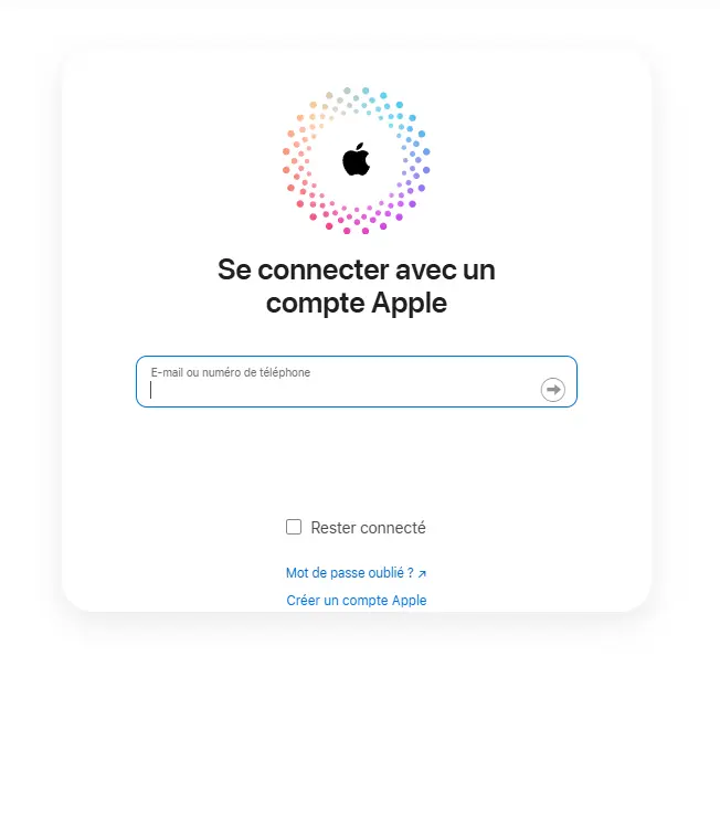 Connectez-vous avec l’identifiant Apple