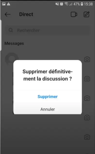 Supprimer une conversation Instagram entière sur Android