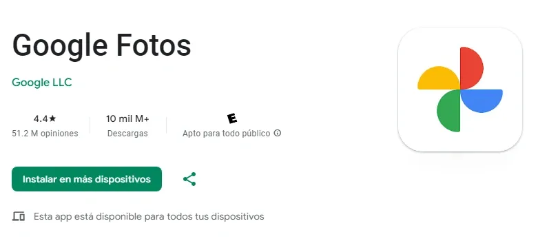 Pantalla de Google Fotos