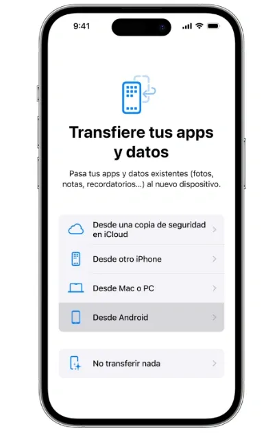 Pantalla para Clonación desde iCloud.