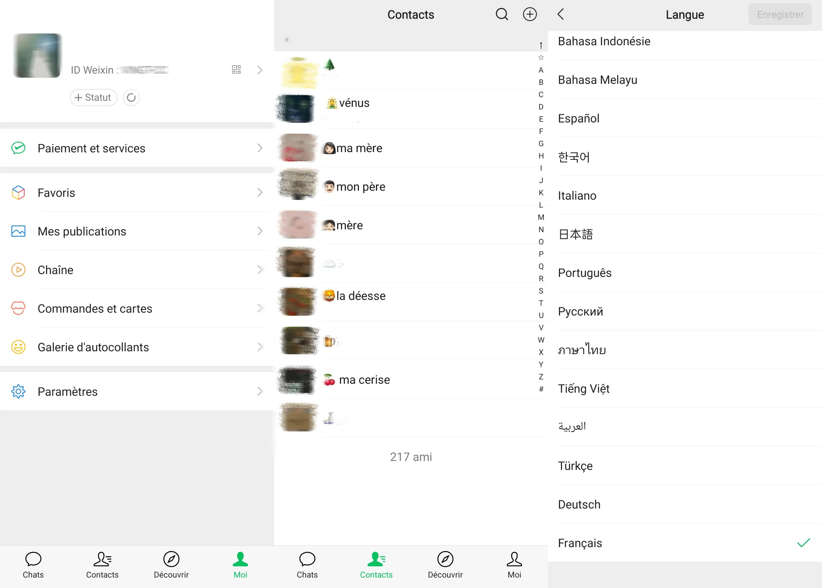 interface de Wechat