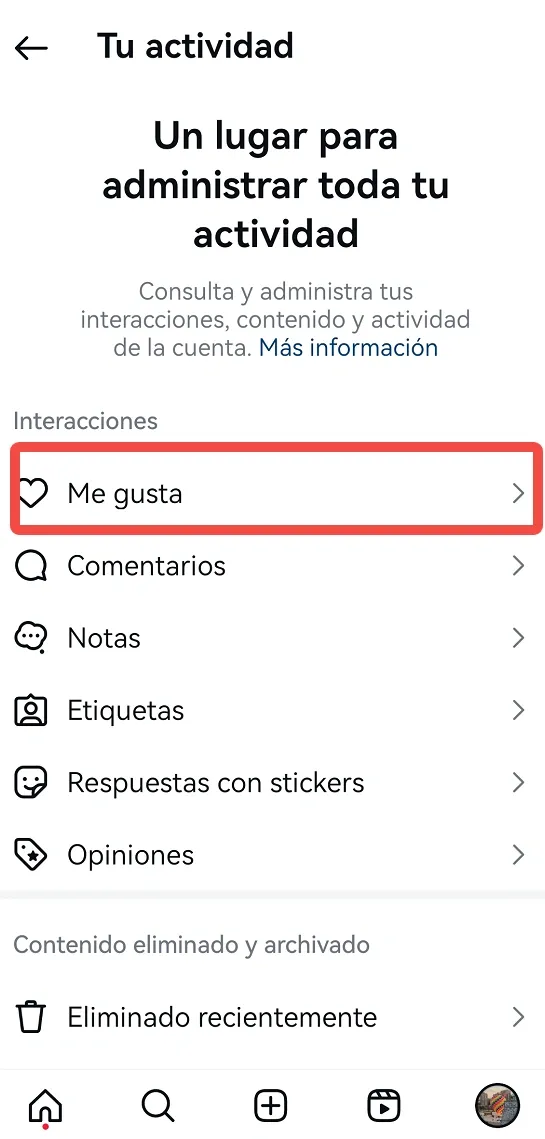 Pantalla de me gusta en Instagram.
