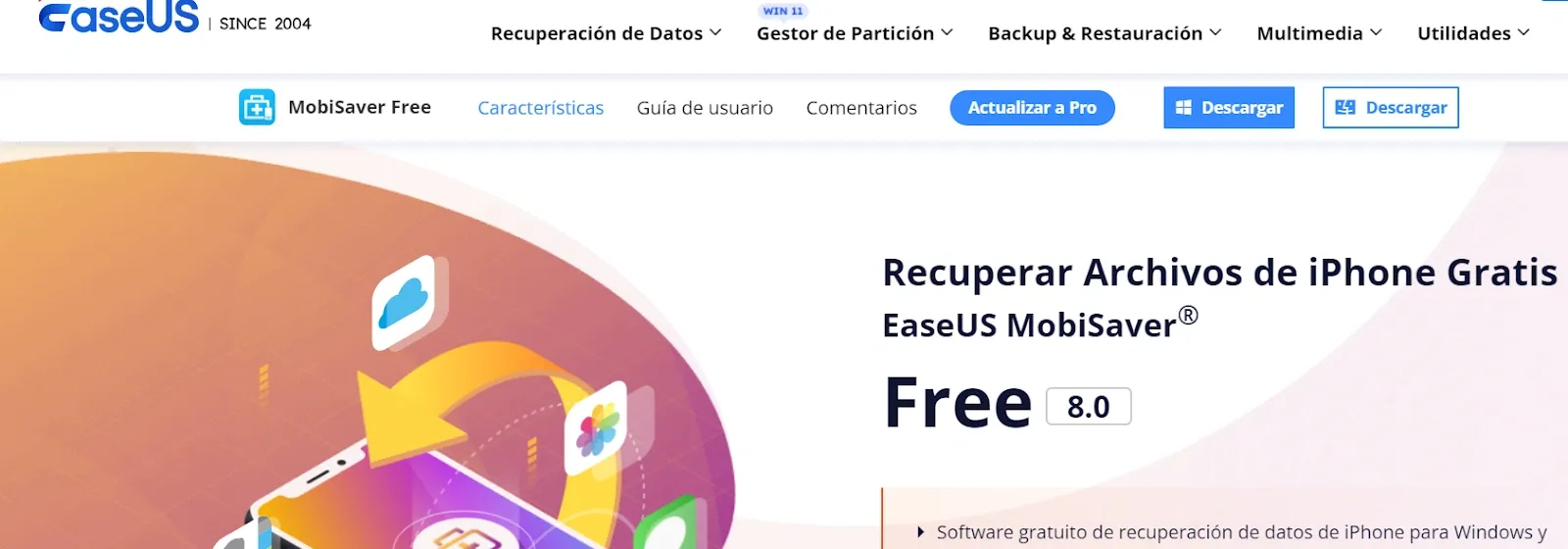 Pantalla de inicio de easeUs.