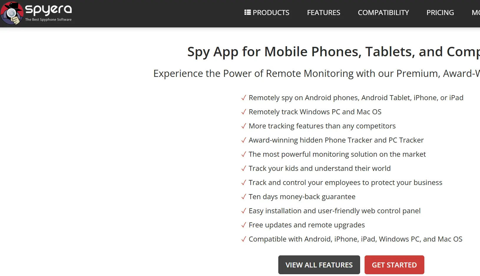 /Spyera-app-homepage-screenshot