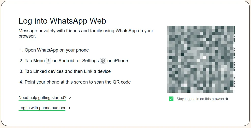 WhatsApp Web interface screenshot.