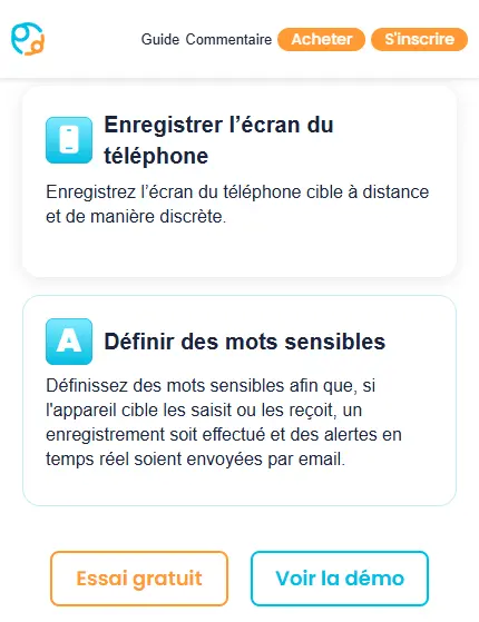 Enregistrer l'écran du téléphone - KidsGuard Pro