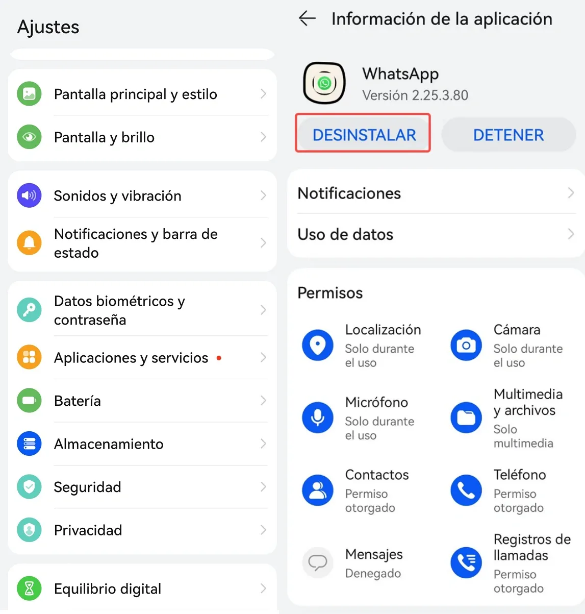     Desinstalar WhatsApp.       