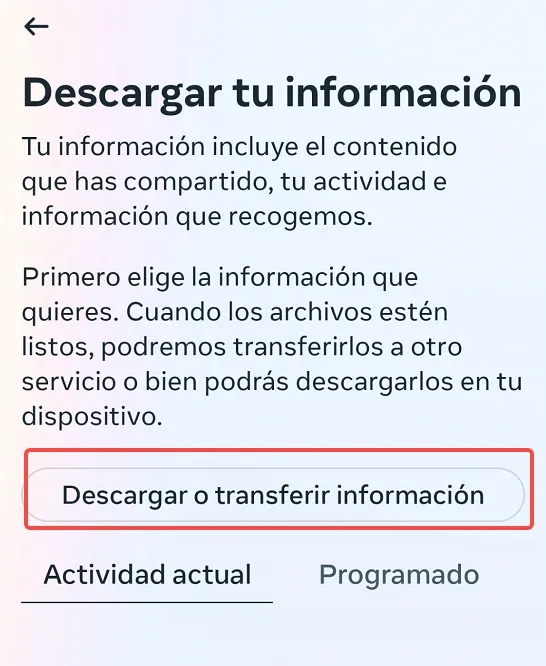 Descargar o transferir información.