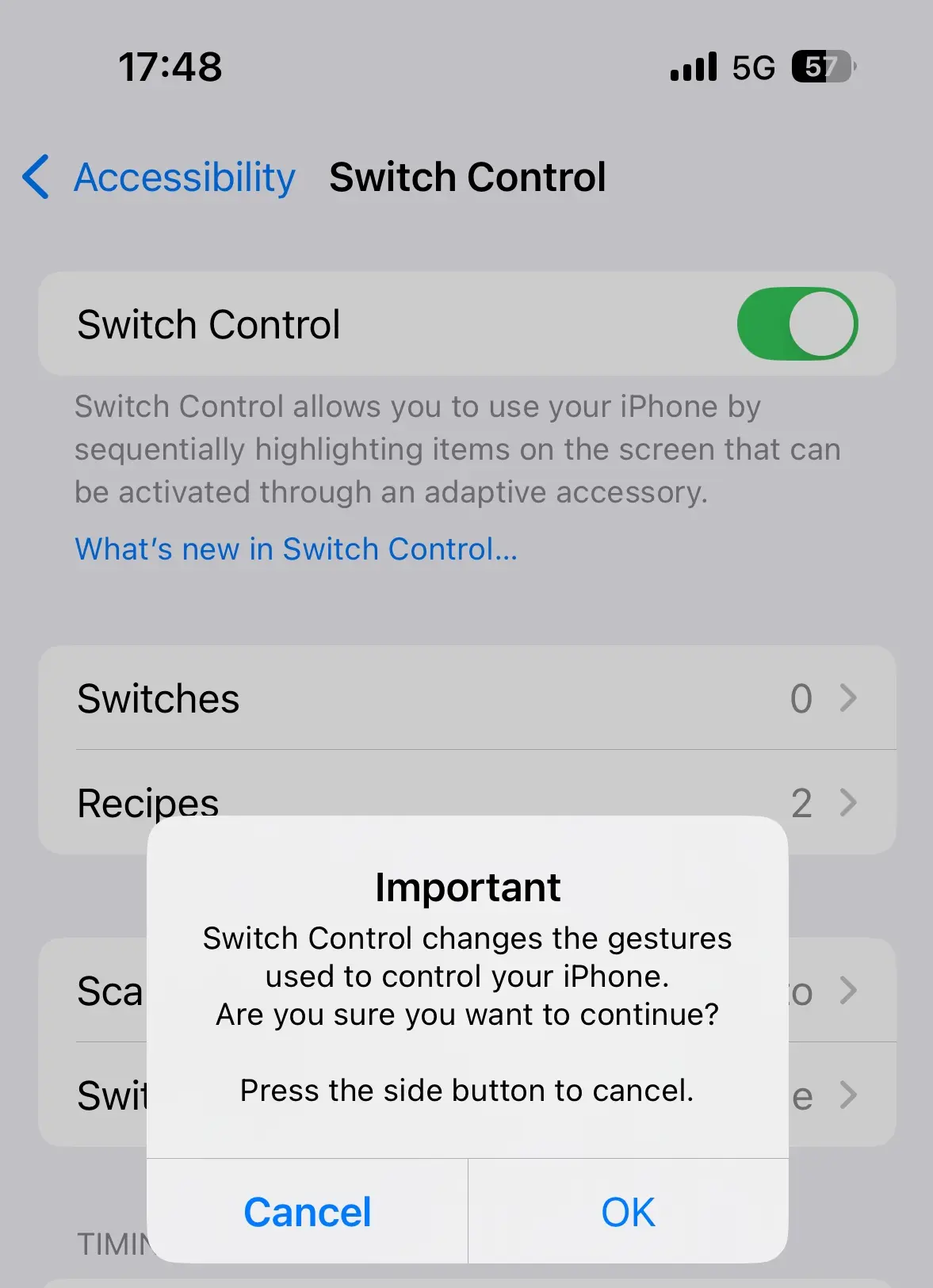 Enable Switch Control.