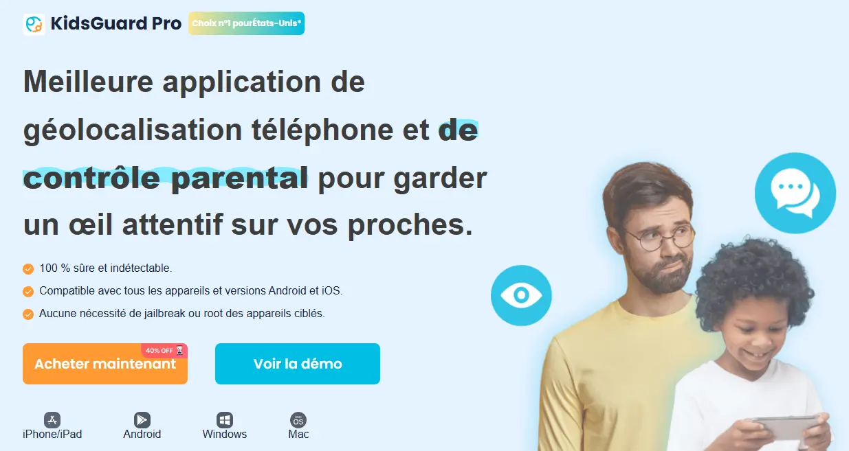 KidsGuard Pro – Meilleur pour le Contrôle Parental