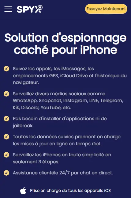 SpyX - logiciel espion caché pour iPhone