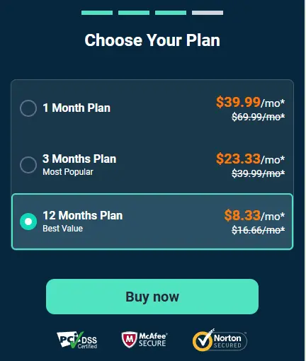 The price plan of Msafely.