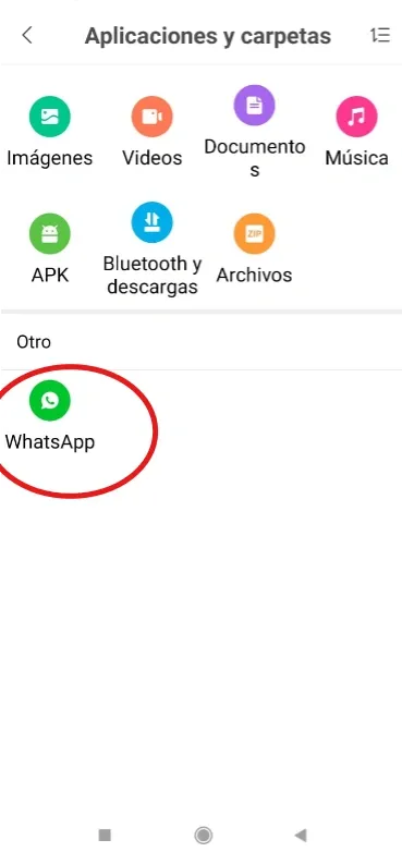    Pantalla de Carpetas.       