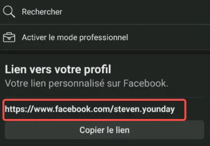 Lien vers Facebook profil