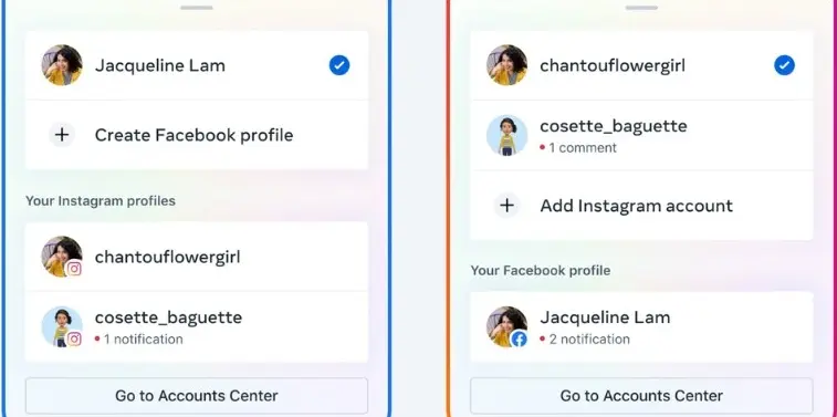 Facebook et Instagram sont connectés via Meta