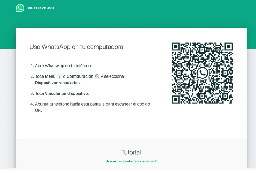    Pantalla de whatsapp web.       
