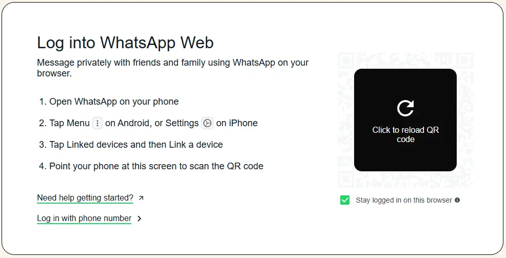 WhatsApp web interface.