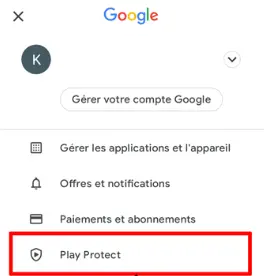 Désactivation de Google Play Protect