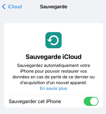 Sauvegarde iCloud