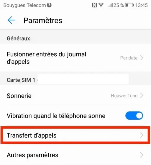 Transfert d'appels vers un autre numéro