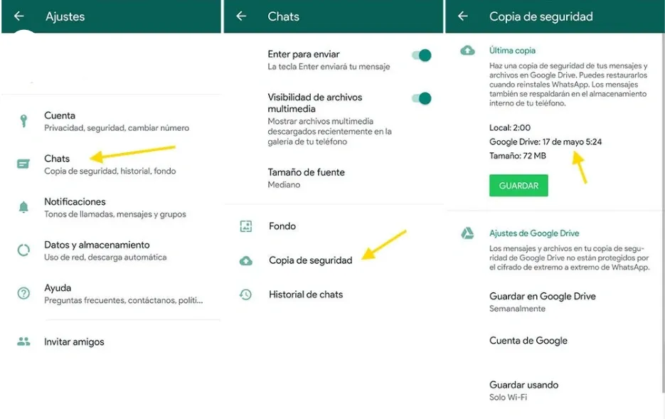    Pantalla de whatsapp.       