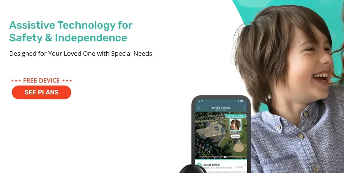 AngelSense GPS homepage screenshot.