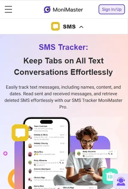 MoniMaster text messages monitoring.