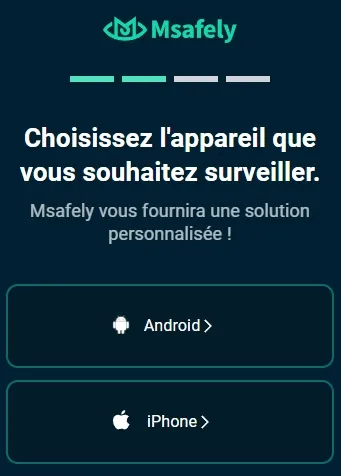 Sélectionnez si vous souhaitez suivre un iPhone ou un téléphone Android.