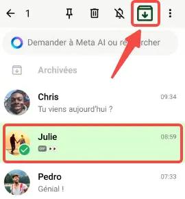 Comment archiver une discussion WhatsApp