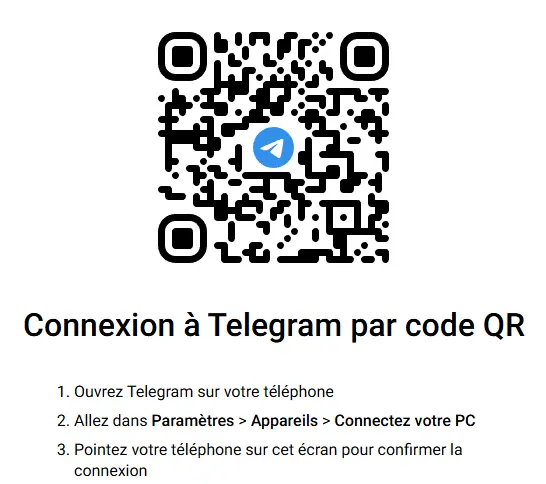 Connexion à Telegram par code QR