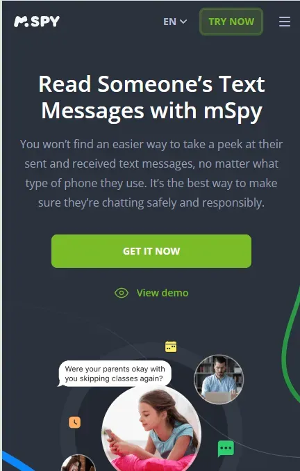 mSpy text messages monitoring.