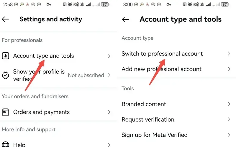 Switch to professional account on Instagram.